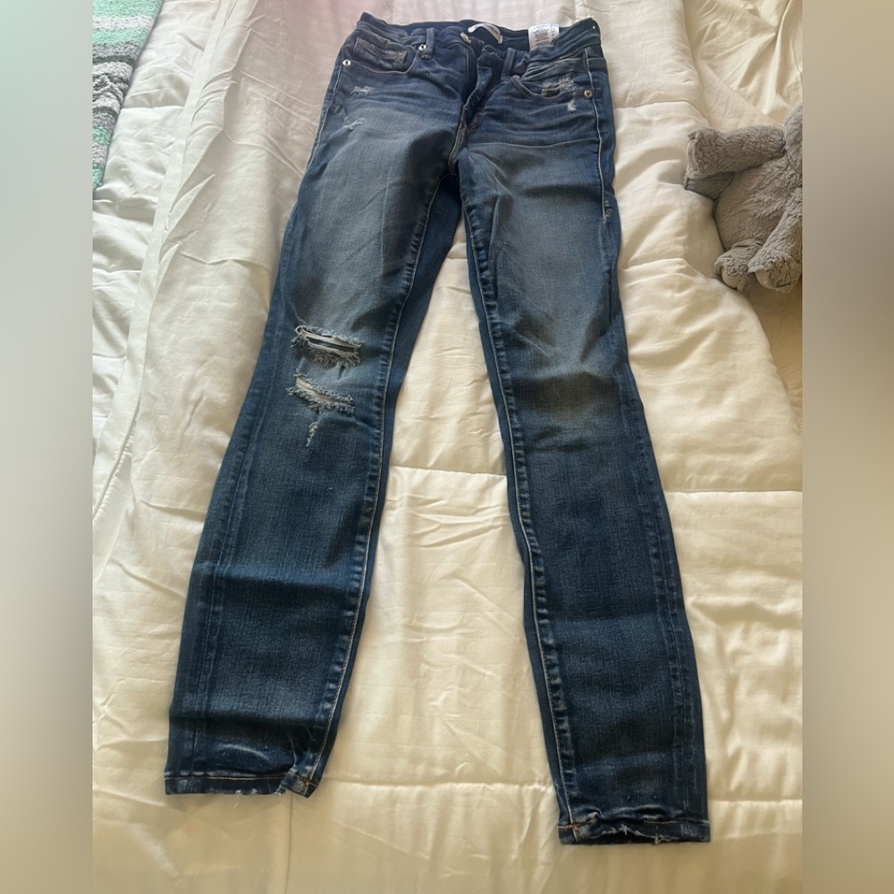 7 for all mankind Women's Blue Distressed Jeans